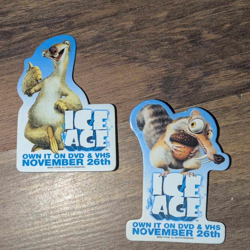 Ice Age Promo Movie Pin Lot Of 2 Sid The Sloth & Scrat 2002